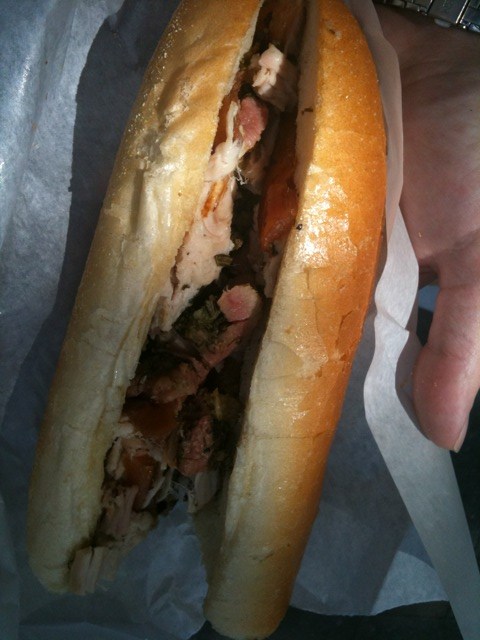 Porchetta sandwich from Di Palo Dairy, Grand St. in Manhattan.